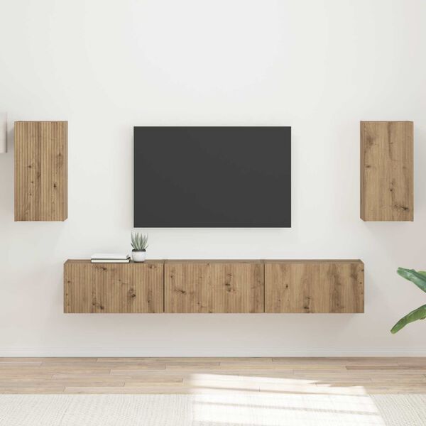 vidaXL TV Cabinet Set Wall-mounted 5 pcs Artisan Oak Engineered Wood