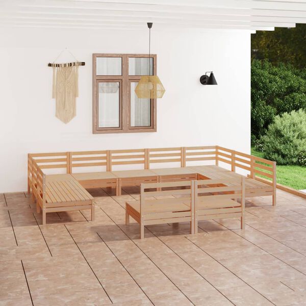 vidaXL 11 Piece Garden Lounge Set Solid Wood Pine