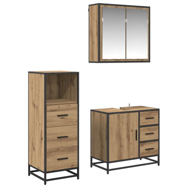 vidaXL Bathroom Furniture Set 3 pcs Artisan Oak Engineered Wood