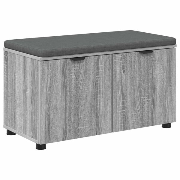 vidaXL Hall Bench with Cushion with Door Grey Sonoma 80 x 46 x 46 cm