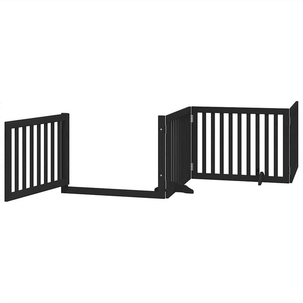 vidaXL Dog Gate with Door Foldable 6 Panels Black 480 cm Poplar Wood