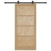 vidaXL Sliding Door Natural and Black 93 x 202 cm Solid Pine Wood