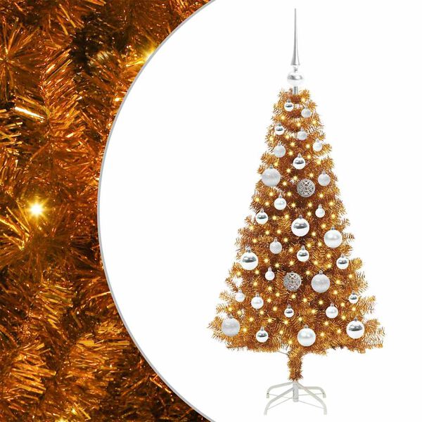 vidaXL Christmas Tree with 150 LEDs with Stand Gold 120 cm PET