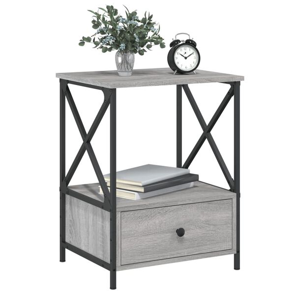 vidaXL Bedside Table Grey Sonoma 50x41x65 cm Engineered Wood