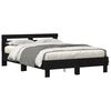 vidaXL Bed Frame with LED Black Oak 140 x 190 cm Engineered Wood