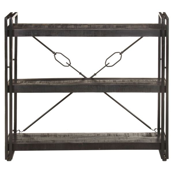 vidaXL 3-Tier Bookcase Black 90x30x80 cm Solid Mango Wood