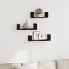 vidaXL Wall Shelves 3 pcs Black Oak Engineered Wood