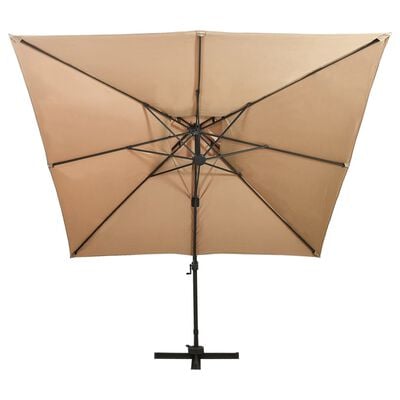 vidaXL Cantilever Umbrella with Double Top 300x300 cm Taupe