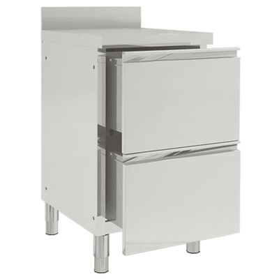 vidaXL Commercial Kitchen Cabinets with 2 Drawers 2 pcs Stainless Steel