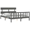 vidaXL Bed Frame without Mattress Grey King Size Solid Wood Pine