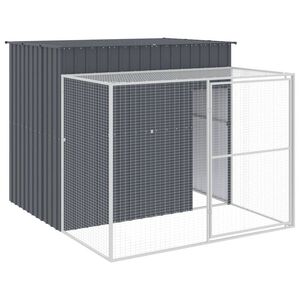 vidaXL Dog House with Run Anthracite 214x253x181 cm Galvanised Steel