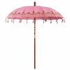 vidaXL Balinese Parasol Pink 215 x 215 x 260 cm Cotton and solid wood