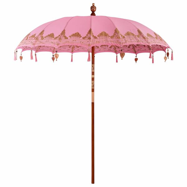 vidaXL Balinese Parasol Pink 215 x 215 x 260 cm Cotton and solid wood
