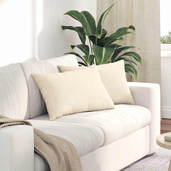 vidaXL Sofa Pillows 2 pcs Cream 60 x 40 cm Corduroy Fabric