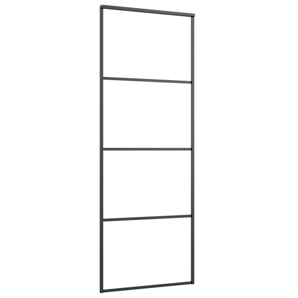 vidaXL Sliding Door Aluminium and ESG Glass 76x205 cm Black