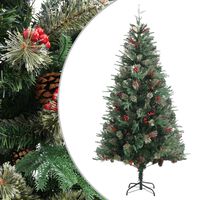 vidaXL Christmas Tree with Pine Cones Green 225 cm PVC&PE