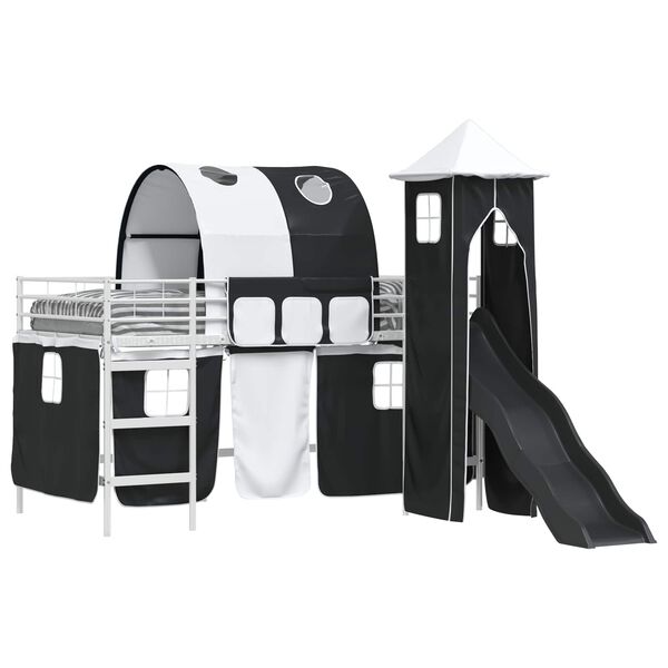 vidaXL Kids'Loft Bed Frame White and Black 79.5 x 200 cm Metal