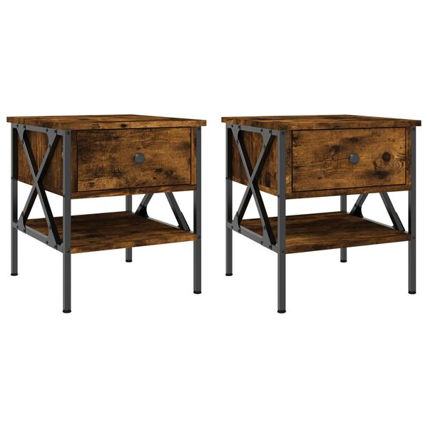 vidaXL Bedside Tables 2 pcs Smoked Oak 40x42x45 cm Engineered Wood