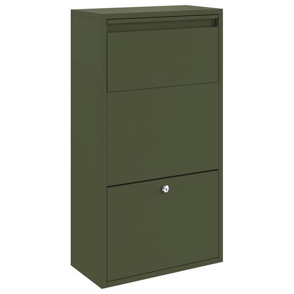 vidaXL Parcel Drop Box with Storage Olive Green 44 x 22 x 82 cm Steel