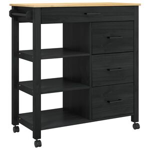 vidaXL Kitchen Trolley Black