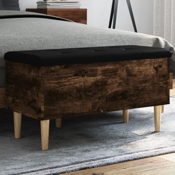 vidaXL Storage Bench Smoked Oak 82x42x46 cm Engineered Wood