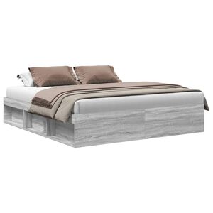 vidaXL Bed Frame without Mattress Grey Sonoma 180x200 cm Super King Super King Size