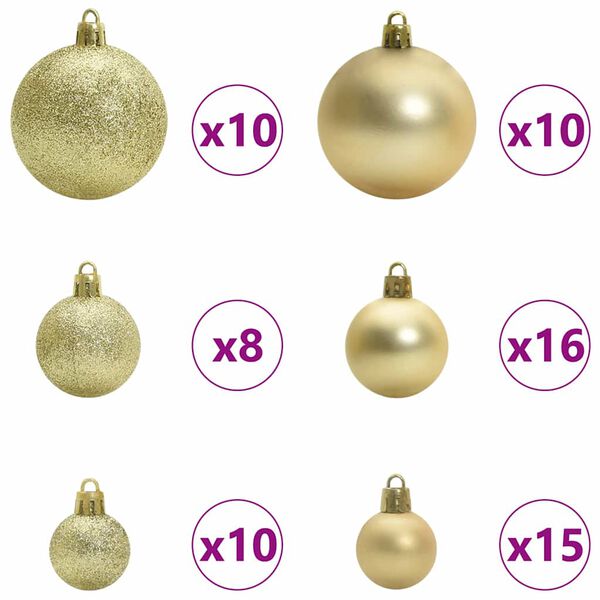 vidaXL Christmas Bauble Set with 300 LEDs 120 pcs Gold Plastic