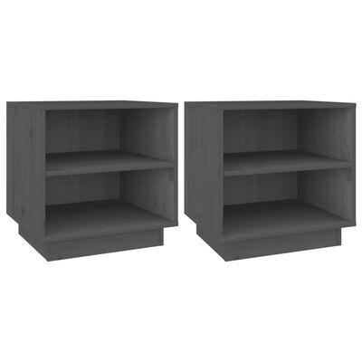 vidaXL Bedside Cabinets 2 pcs Grey 40x34x40 cm Solid Wood Pine