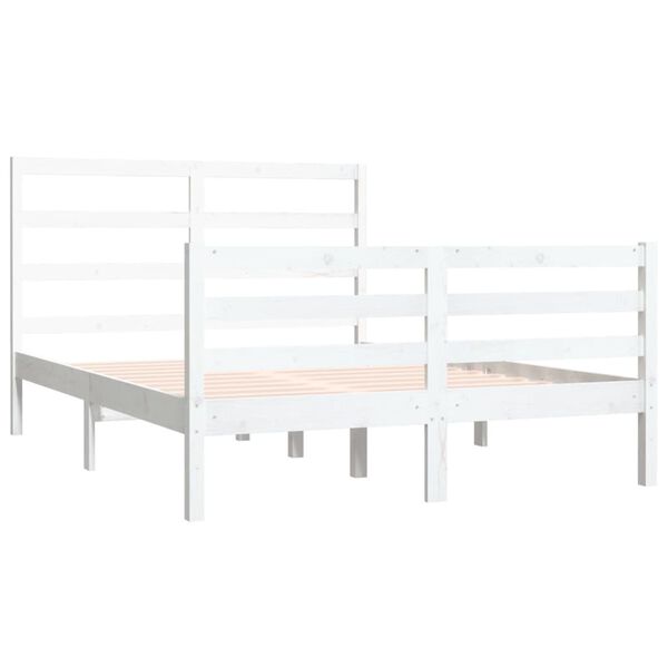 vidaXL Bed Frame without Mattress White Solid Wood Pine 140x190 cm