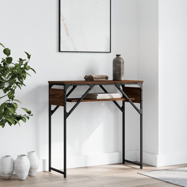 vidaXL Console Table with Shelf Brown Oak 75x30x75cm Engineered Wood