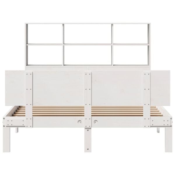 vidaXL Bookcase Bed without Mattress White 120x190 cm Small Double Solid Wood Pine