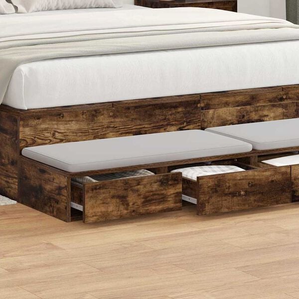 vidaXL Bed Drawers Smoked Oak 150 x 36.5 x 16.5 cm Engineered Wood