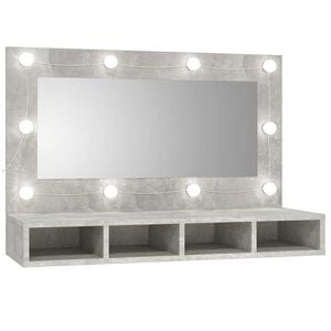 vidaXL Mirror Cabinet with LED Concrete Grey 90x31,5x62 cm