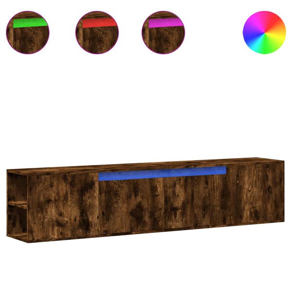 vidaXL TV Wall Cabinet with LED Smoked Oak 180x31x39.5 cm