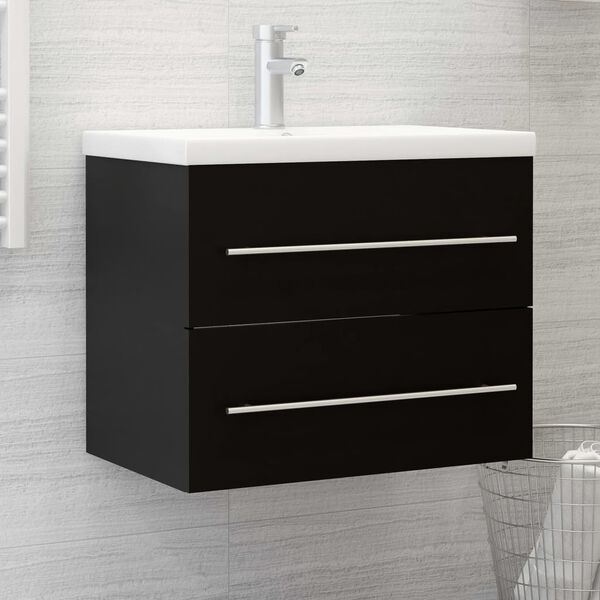 vidaXL Sink Cabinet Black 60x38.5x48 cm Engineered Wood