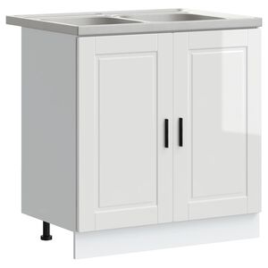 vidaXL Sink Base Cabinet with Door Porto 2 pcs White Engineered wood