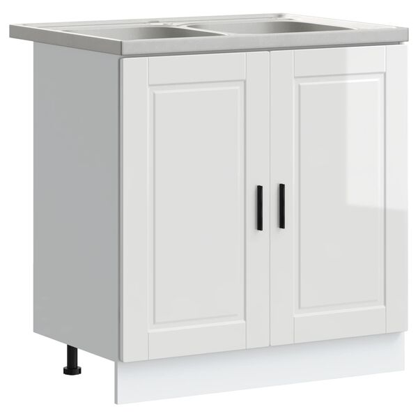 vidaXL Sink Base Cabinet with Door Porto 2 pcs White Engineered wood