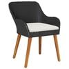 vidaXL Garden Dining Set with Cushion 5 pcs Black Poly Rattan