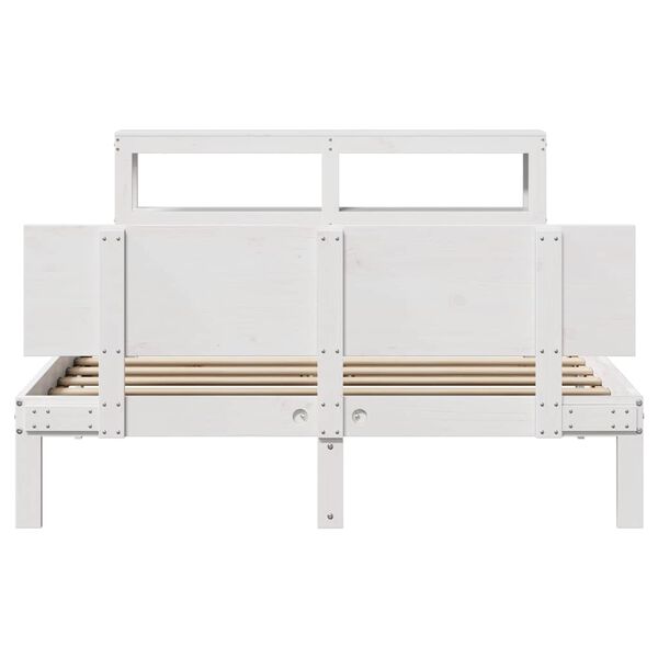 vidaXL Bed Frame with Headboard without Mattress White 135x190 cm Double