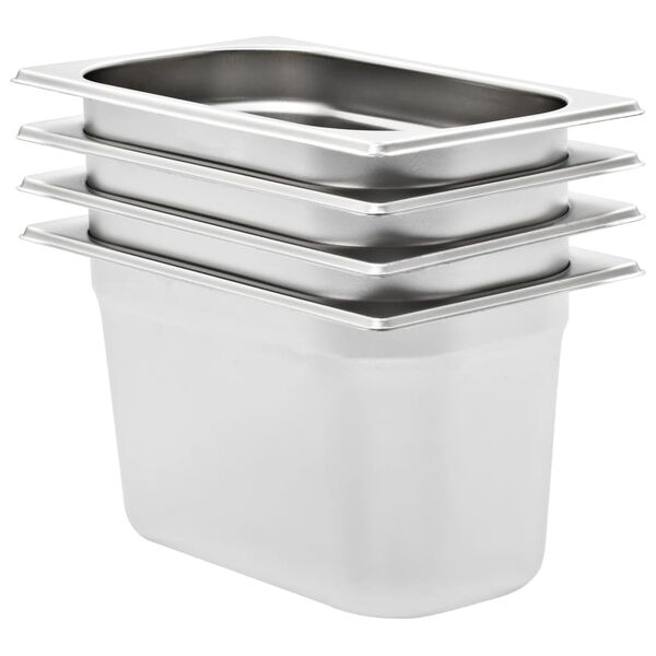 vidaXL Gastronorm Containers 4 pcs GN 1/4 150 mm Stainless Steel