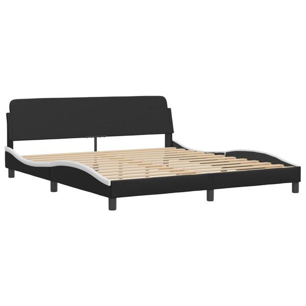 vidaXL Bed Frame "Dover" Black and White 180x200 cm Super King Faux Leather