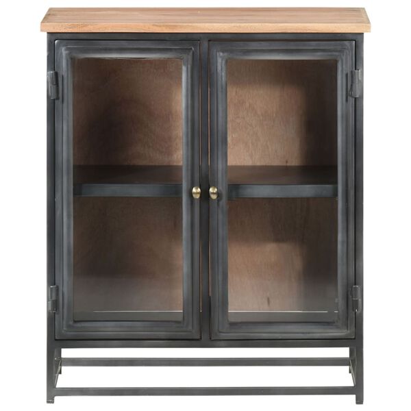 vidaXL Sideboard Grey 60x35x70 cm Solid Acacia Wood and Steel