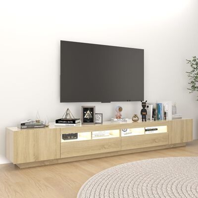 vidaXL TV Cabinet with LED Lights Sonoma Oak 260x35x40 cm