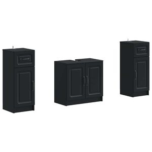 vidaXL 2 Piece Bathroom Cabinet Set UTRECHT Black Engineered Wood