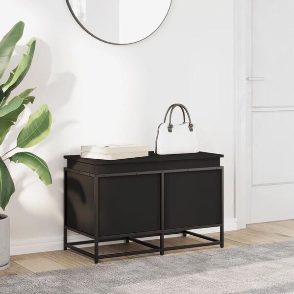 vidaXL Storage Box with Lid Black 80x40x51.5 cm Engineered Wood