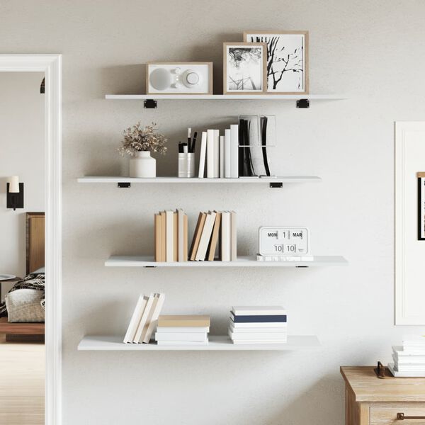 vidaXL Bookshelf Boards 4 pcs White 80x30x1.5 cm Engineered Wood