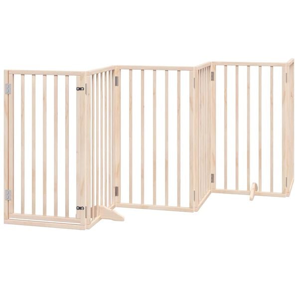 vidaXL Dog Gate with Door Foldable 9 Panels 450 cm Poplar Wood
