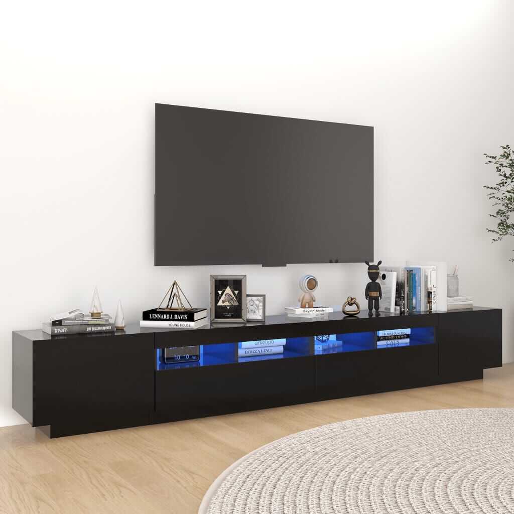 Black tv stand with lights shop