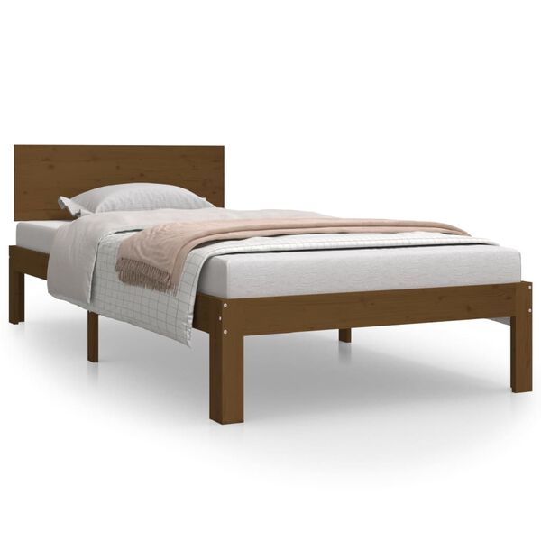 vidaXL Bed Frame without Mattress Honey Brown Solid Wood Pine 90x200cm