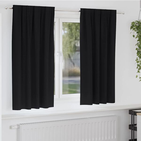 vidaXL Blackout Curtains with Rings 2 pcs Black 175 x 140 cm Polyester